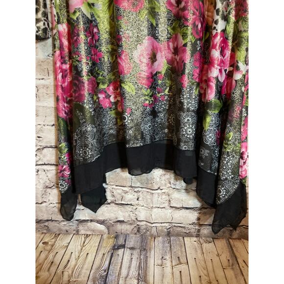From The Heart Dress Womens XL Artsy Mixed Print Asymmetric Hem Flowy Glitter - Picture 10 of 16